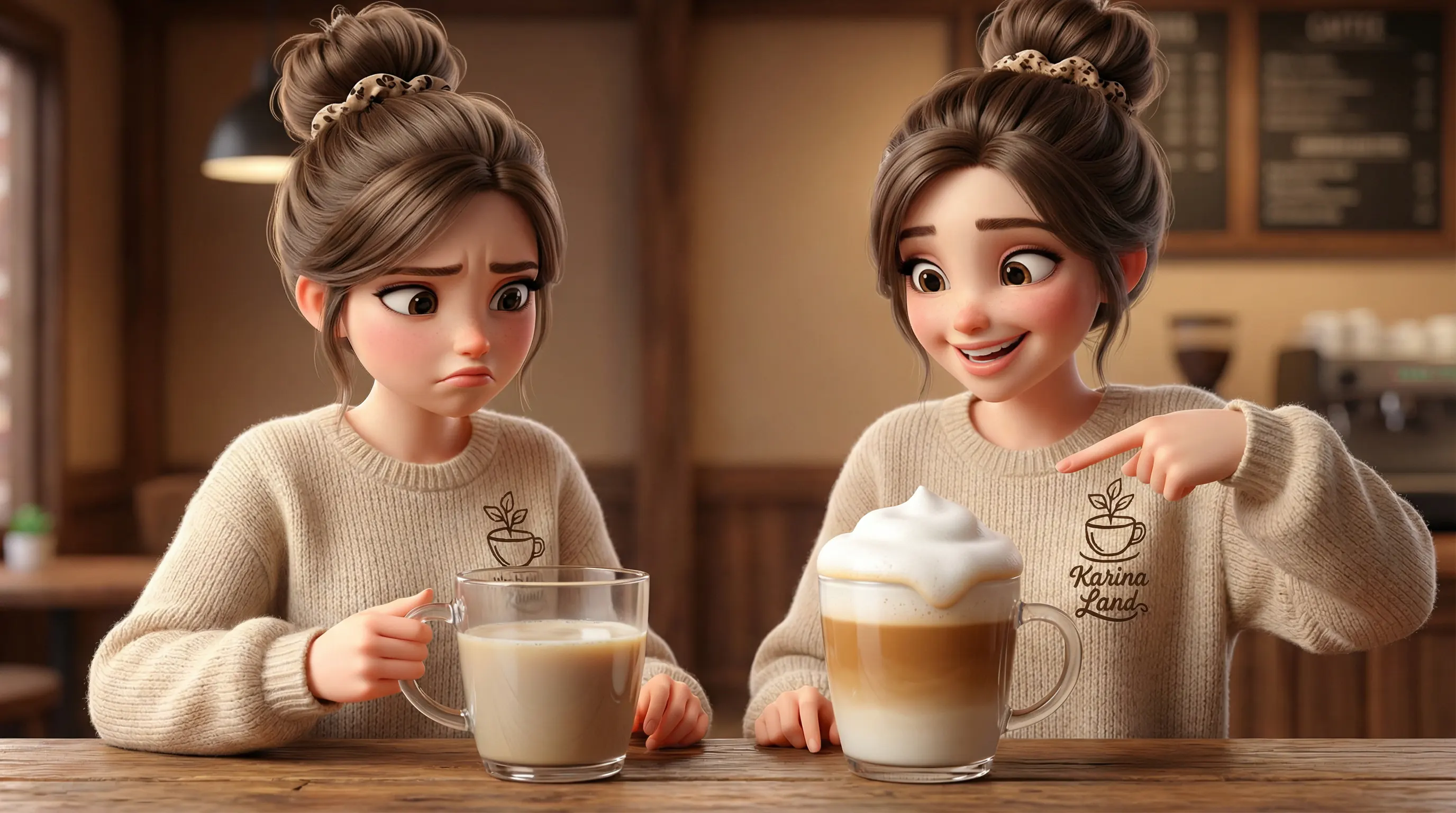 مقایسه کیفیت پودر کاپوچینوی آبکی سوپرمارکتی با پودر کاپوچینوی فوم‌دار و حرفه‌ای توسط کارینا.