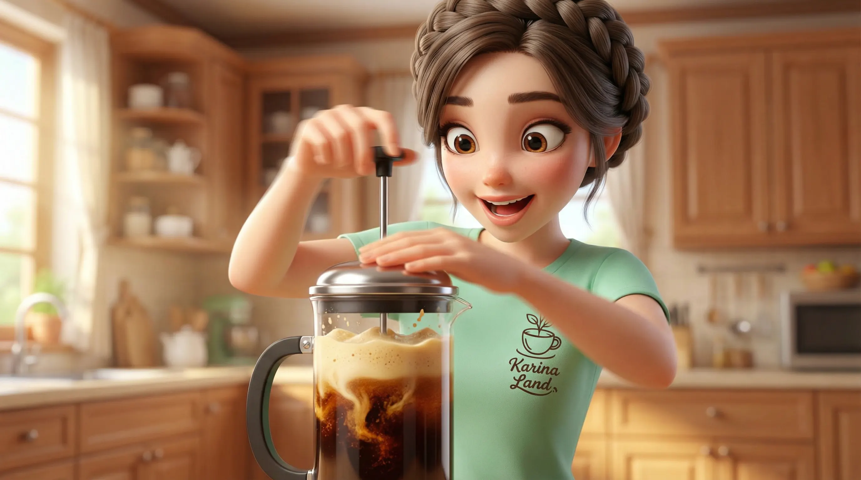 آموزش فوم‌گیری قهوه با فرنچ پرس توسط کارینا برای داشتن اسپرسوی غلیظ بدون دستگاه