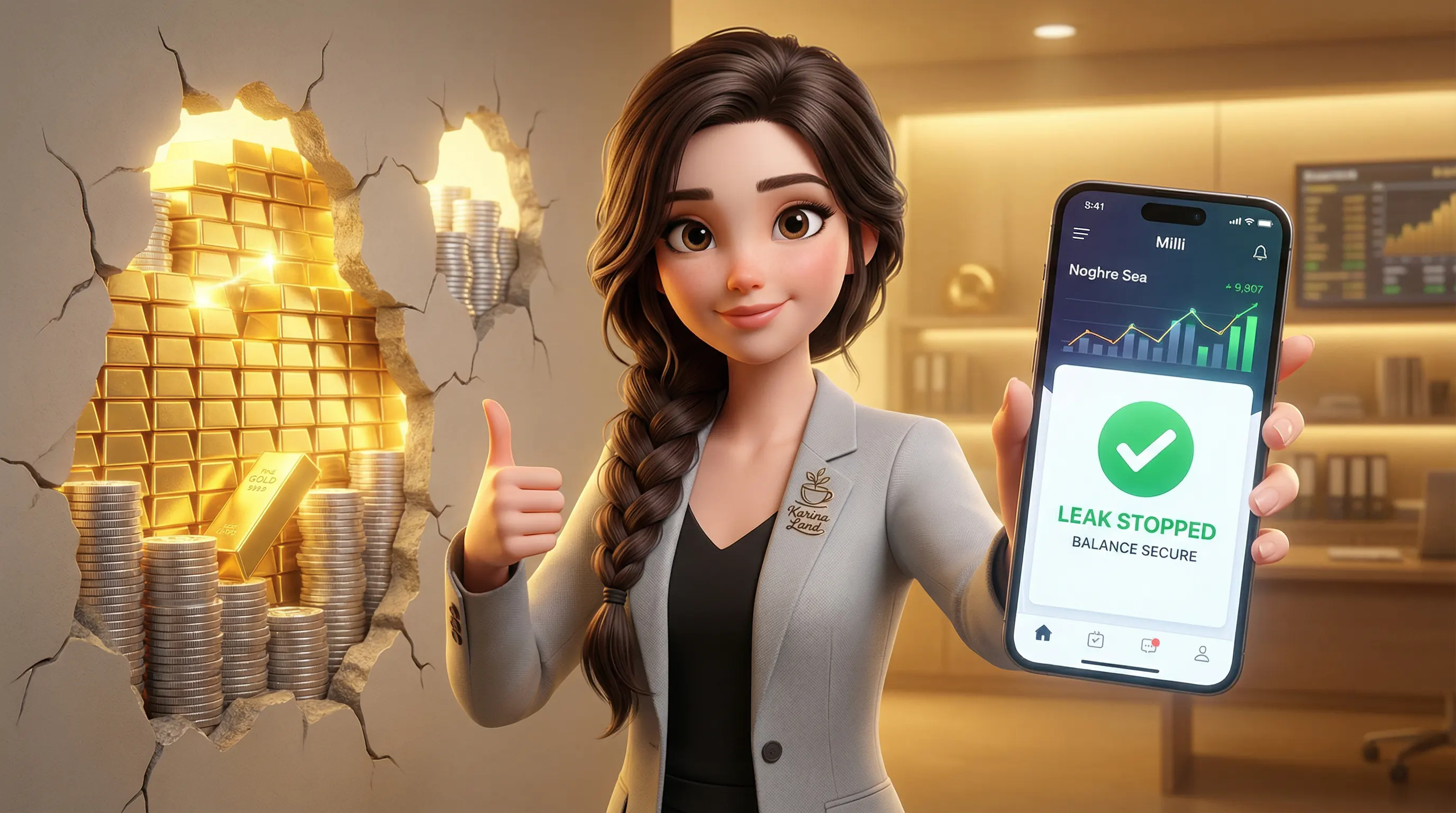 سرمایه‌گذاری در نقره و طلا: کارینا با موبایل و نمایش اپلیکیشن‌های میلی و نقره سی، حفره‌های مالی را پر می‌کند.