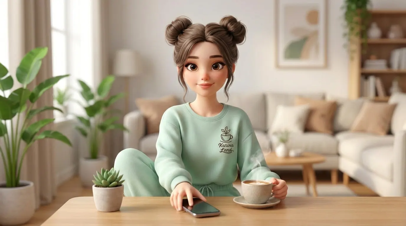 کارینا در حال کنار گذاشتن گوشی موبایل و انتخاب آرامش؛ نماد سمزدایی دیجیتال و اهمیت سلامت روان.