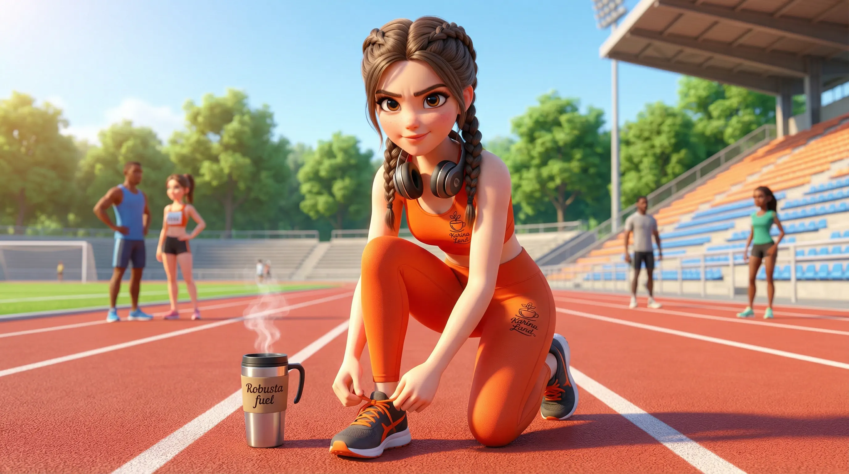 کارینا با استایل ورزشی و انرژی بالا، آماده تمرین با نوشیدن قهوه روبوستا به عنوان چربی‌سوز طبیعی.