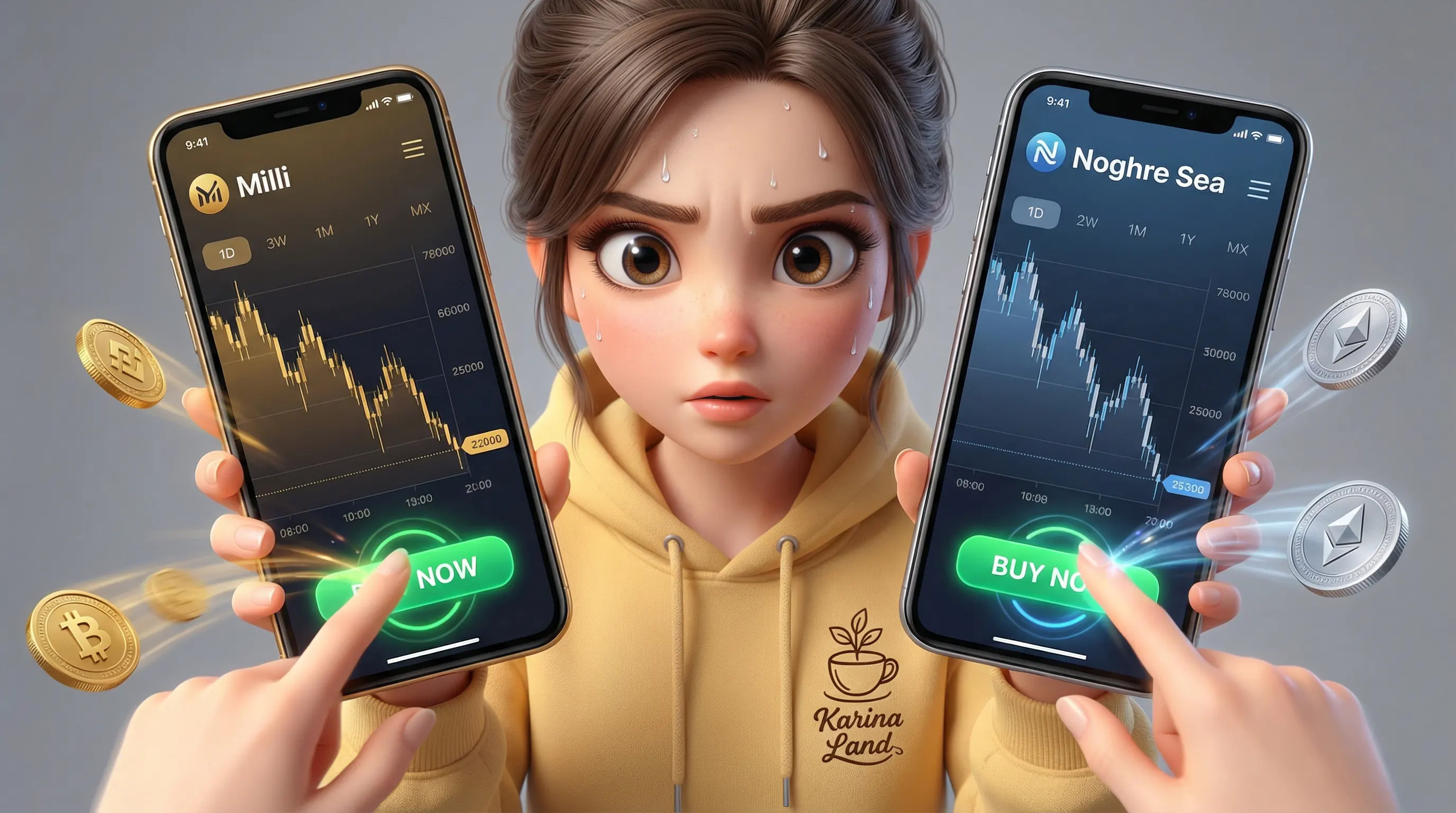 کارینا با سرعت عمل بالا در حال زدن دکمه خرید در اپلیکیشن‌های میلی و نقره سی در کف قیمت بازار.