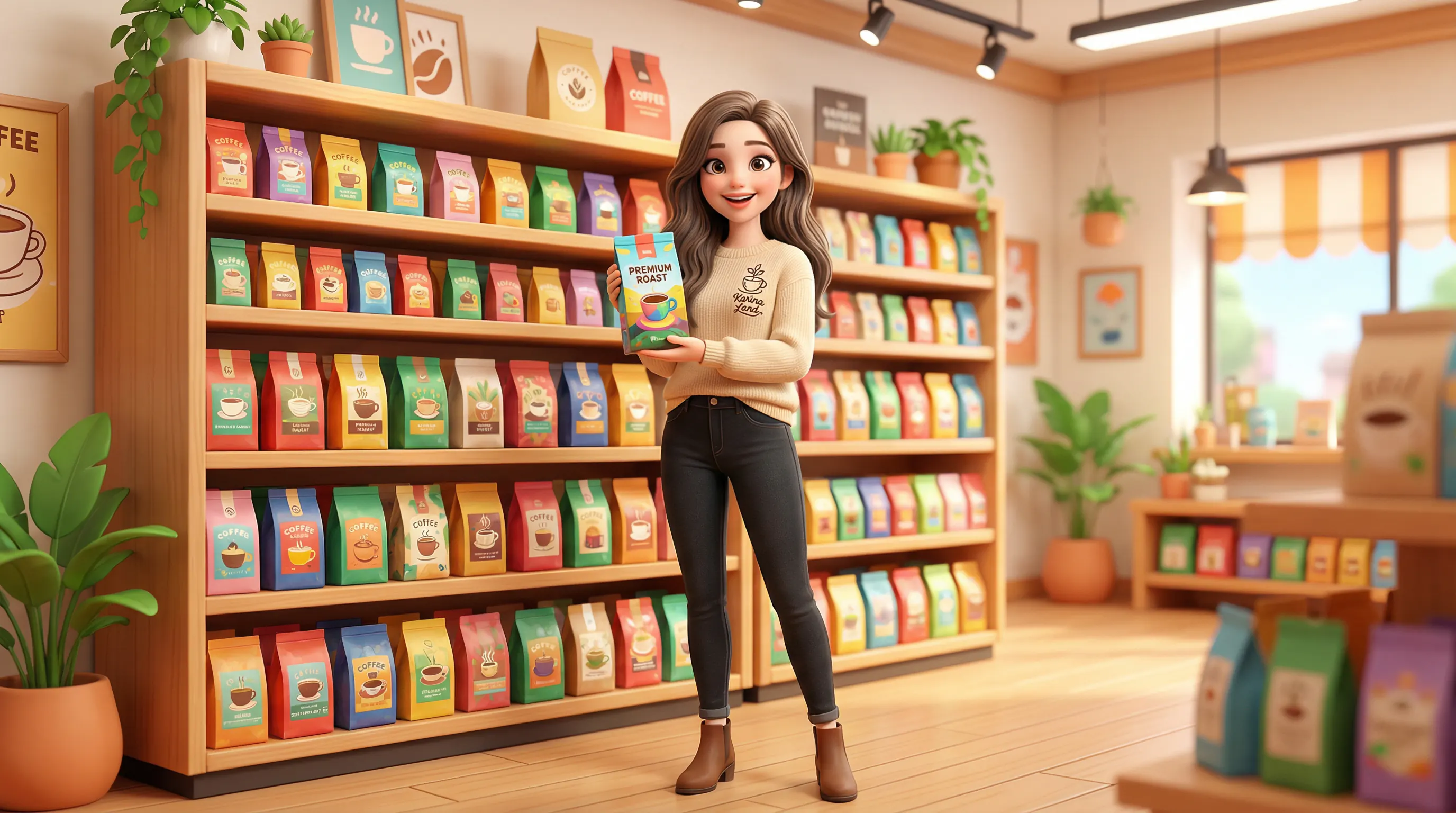 کارینا در فروشگاه کارینالند در حال پیشنهاد خرید بهترین قهوه متناسب با دستگاه قهوه ساز