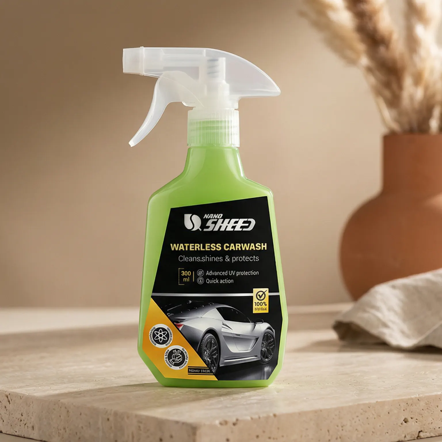 اسپری کارواش بدون آب نانو شید (Nano Sheed) – تمیزکننده و واکس محافظ UV
