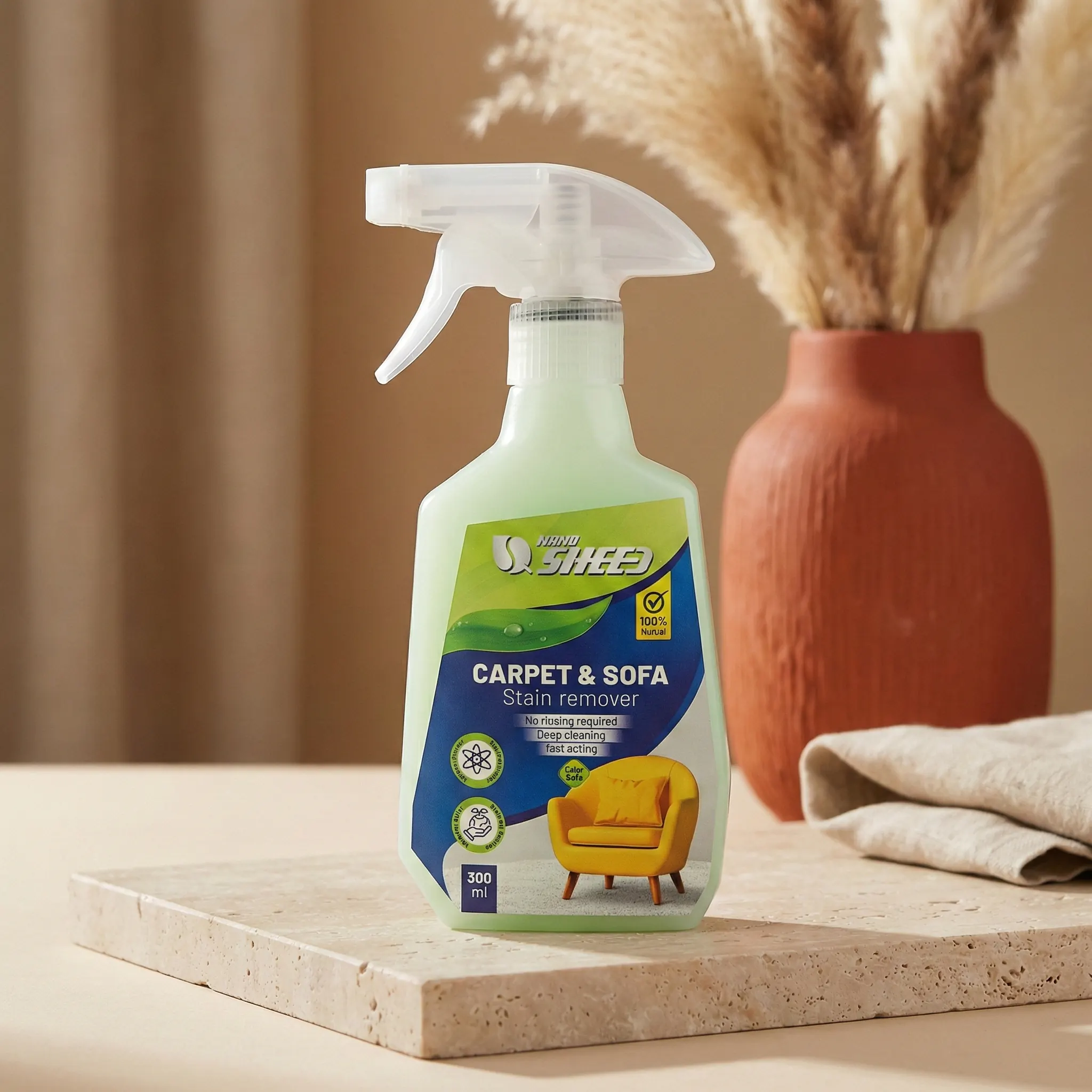 اسپری لکه‌بر فرش و مبل نانوشید (Nano Sheed) – گیاهی و بدون آبکشی